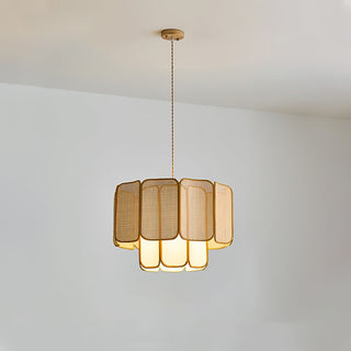Cane Lampe Suspendue Vintage en Tissu