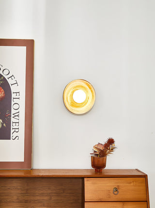 Solune Applique Murale Minimaliste en Verre et Bois