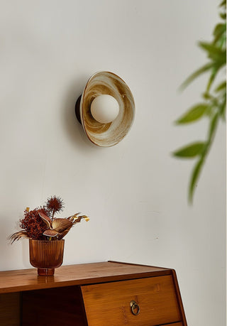 Solune Applique Murale Minimaliste en Verre et Bois