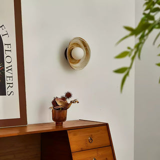 Solune Applique Murale Minimaliste en Verre et Bois
