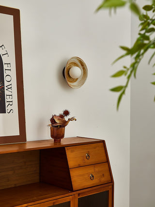 Solune Applique Murale Minimaliste en Verre et Bois