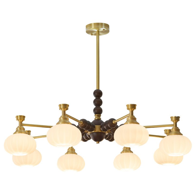 Linios Lustre Vintage Élégant en Laiton et Bois