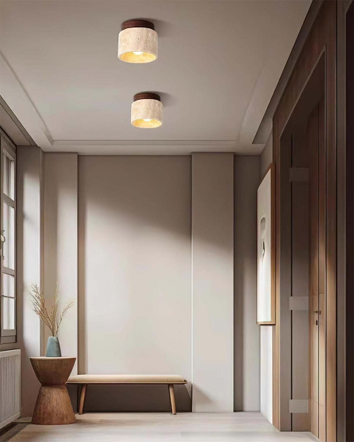 Lysaen Stone Travertine Ceiling Light-Neutral Decor