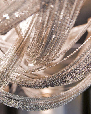 Lustra Plafonnier Frange Chaîne Cadre Nickel