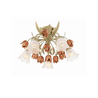 Veshael Élégance Art Sage Rose Verre Plafonnier