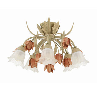 Veshael Élégance Art Sage Rose Verre Plafonnier