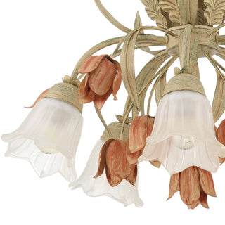 Veshael Élégance Art Sage Rose Verre Plafonnier