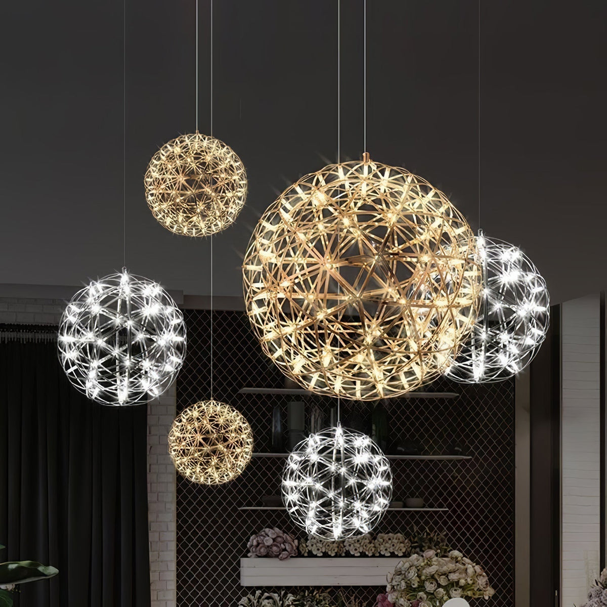 Silver Spark Ball Pendant Light-Neutral Decor