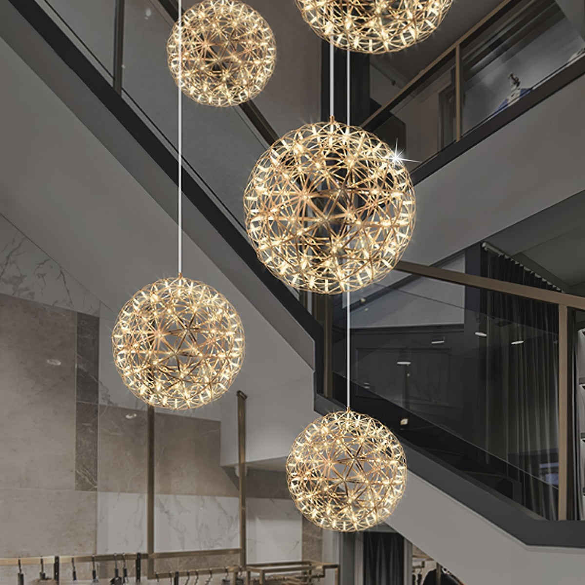 Gold Spark Ball Pendant Light-Neutral Decor