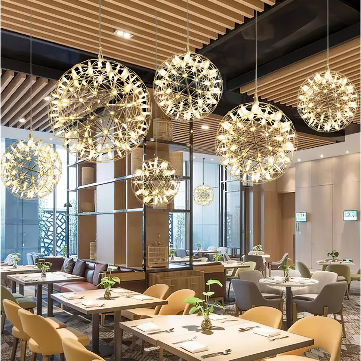 Gold Spark Ball Pendant Light-Neutral Decor
