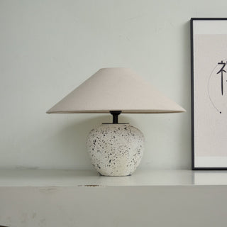 Speckled Ceramic Jar Table Lamp-Neutral Decor