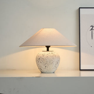 Speckled Ceramic Jar Table Lamp-Neutral Decor
