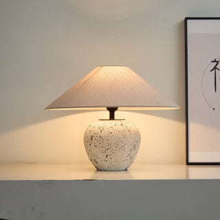 Speckled Ceramic Jar Table Lamp-Neutral Decor