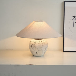 Speckled Ceramic Jar Table Lamp-Neutral Decor