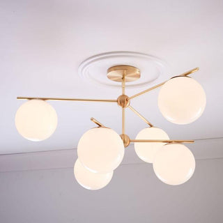 Lustra Lustre Sphère & Tige Moderne Or LED