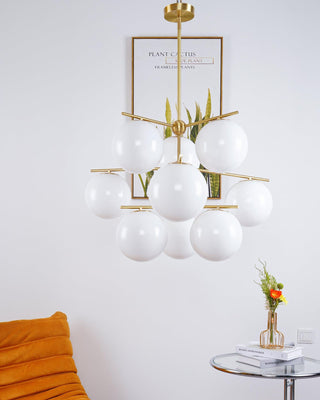 Lustra Lustre Sphère & Tige Moderne Or LED