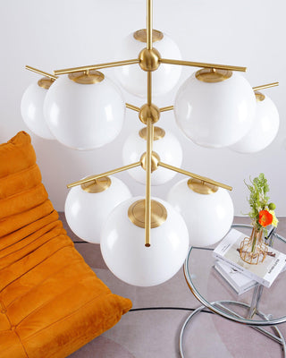 Lustra Lustre Sphère & Tige Moderne Or LED