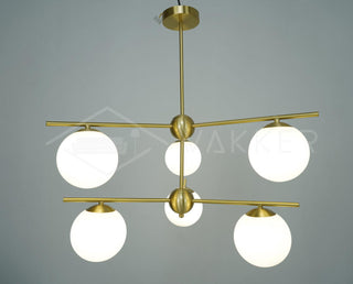 Lustra Lustre Sphère & Tige Moderne Or LED