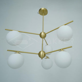Lustra Lustre Sphère & Tige Moderne Or LED