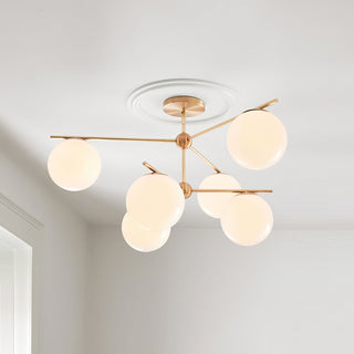 Lustra Lustre Sphère & Tige Moderne Or LED