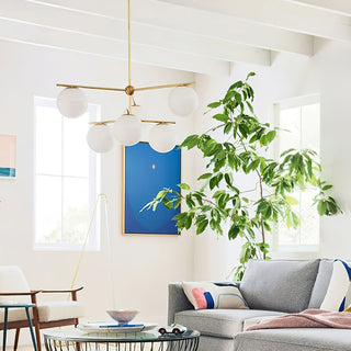 Lustra Lustre Sphère & Tige Moderne Or LED