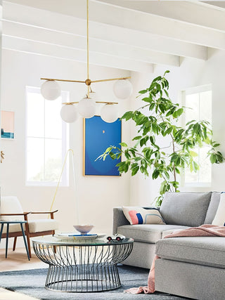 Lustra Lustre Sphère & Tige Moderne Or LED