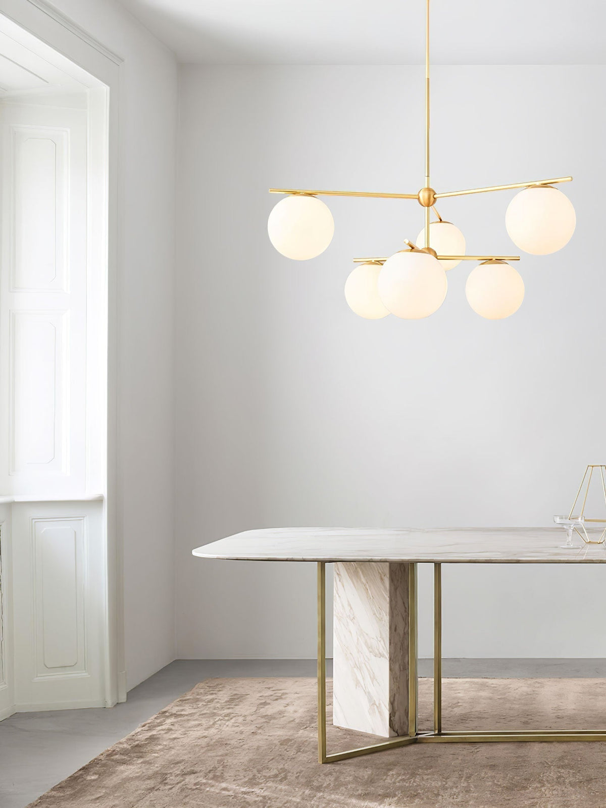 Celine Lustre Sphère & Tige Moderne Or LED