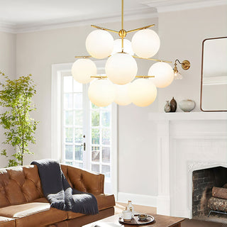 Lustra Lustre Sphère & Tige Moderne Or LED