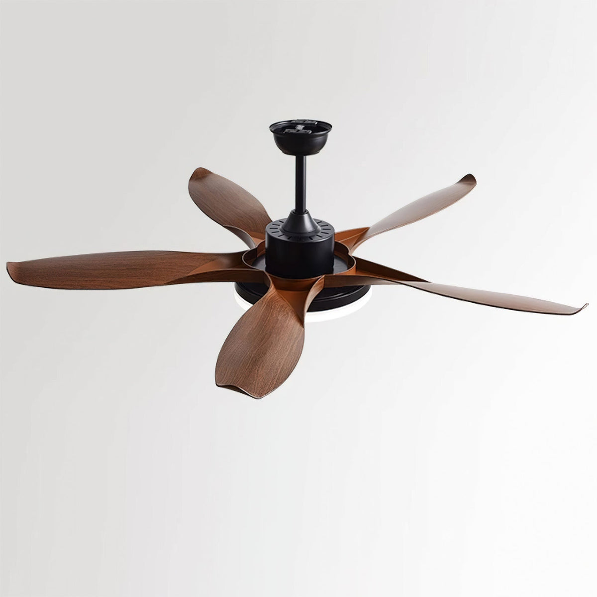 Splenda Ceiling Fan Light with wood color blades, showing its natural aesthetic.