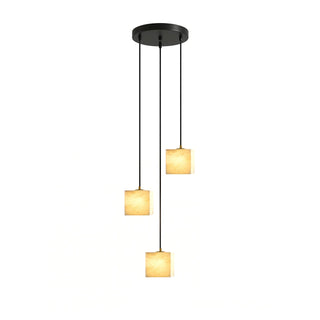 Square Alabaster Staircase Chandelier-Neutral Decor