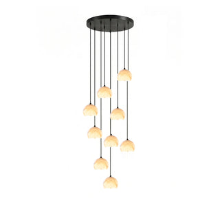 Petal Alabaster Dome Staircase Chandelier-Neutral Decor