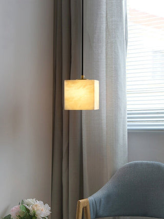 Square Alabaster Staircase Chandelier-Neutral Decor