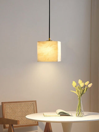 Square Alabaster Staircase Chandelier-Neutral Decor