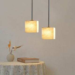 Square Alabaster Staircase Chandelier-Neutral Decor