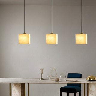 Square Alabaster Staircase Chandelier-Neutral Decor