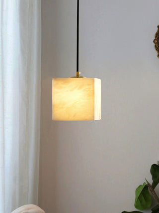 Square Alabaster Staircase Chandelier-Neutral Decor