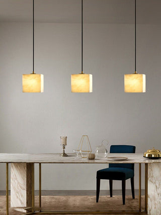 Square Alabaster Staircase Chandelier-Neutral Decor