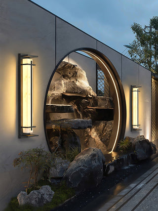 Square Outdoor Alabaster Wall Light-Neutral Decor
