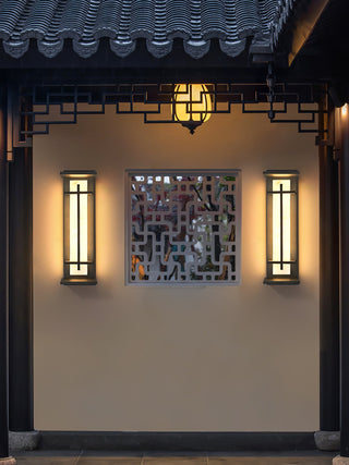Square Outdoor Alabaster Wall Light-Neutral Decor