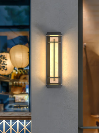 Square Outdoor Alabaster Wall Light-Neutral Decor