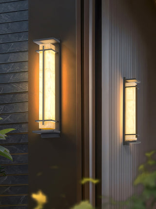 Square Outdoor Alabaster Wall Light-Neutral Decor