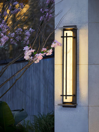 Square Outdoor Alabaster Wall Light-Neutral Decor