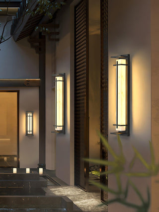 Square Outdoor Alabaster Wall Light-Neutral Decor