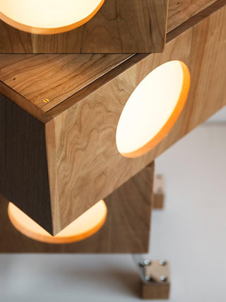 Zalynora Lampadaire en Bois Empilé