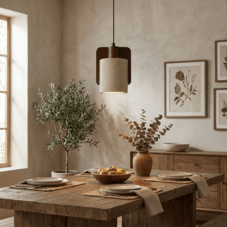 Squircle Travertine Pendant Lamp-Neutral Decor