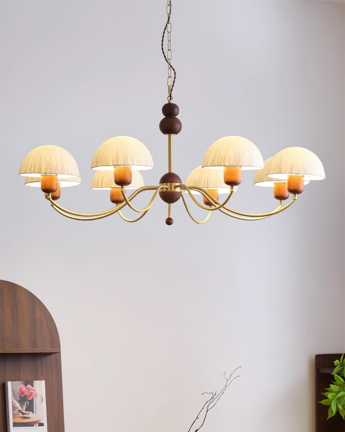 Core Chandelier Rice Paper Mid-Century-Neutral Decor