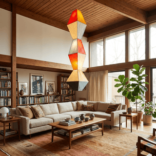 Stacked Geometric Rice Paper Pendant Lamp-Neutral Decor