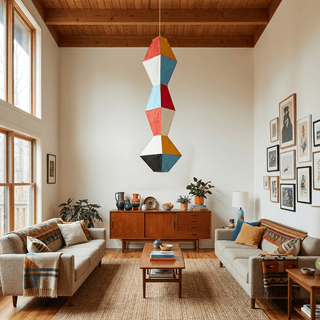 Stacked Geometric Rice Paper Pendant Lamp-Neutral Decor