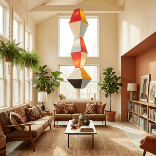 Stacked Geometric Rice Paper Pendant Lamp-Neutral Decor