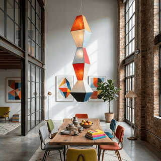 Stacked Geometric Rice Paper Pendant Lamp-Neutral Decor